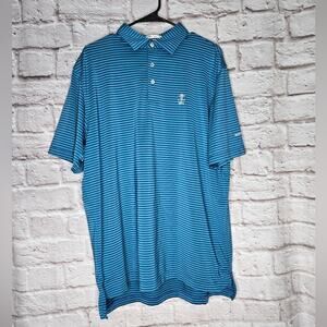 Men's Peter Millar Size Large Short Sleeve Polo Shirt Striped Blue